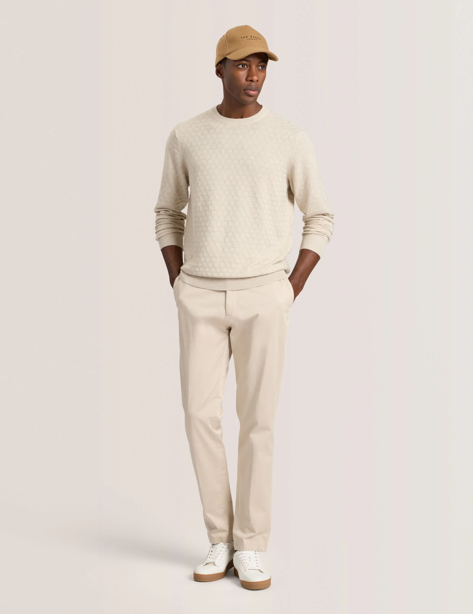 T STITCH LONG SLEEVE CREW NECK SWEATER | WHITE - Image 2