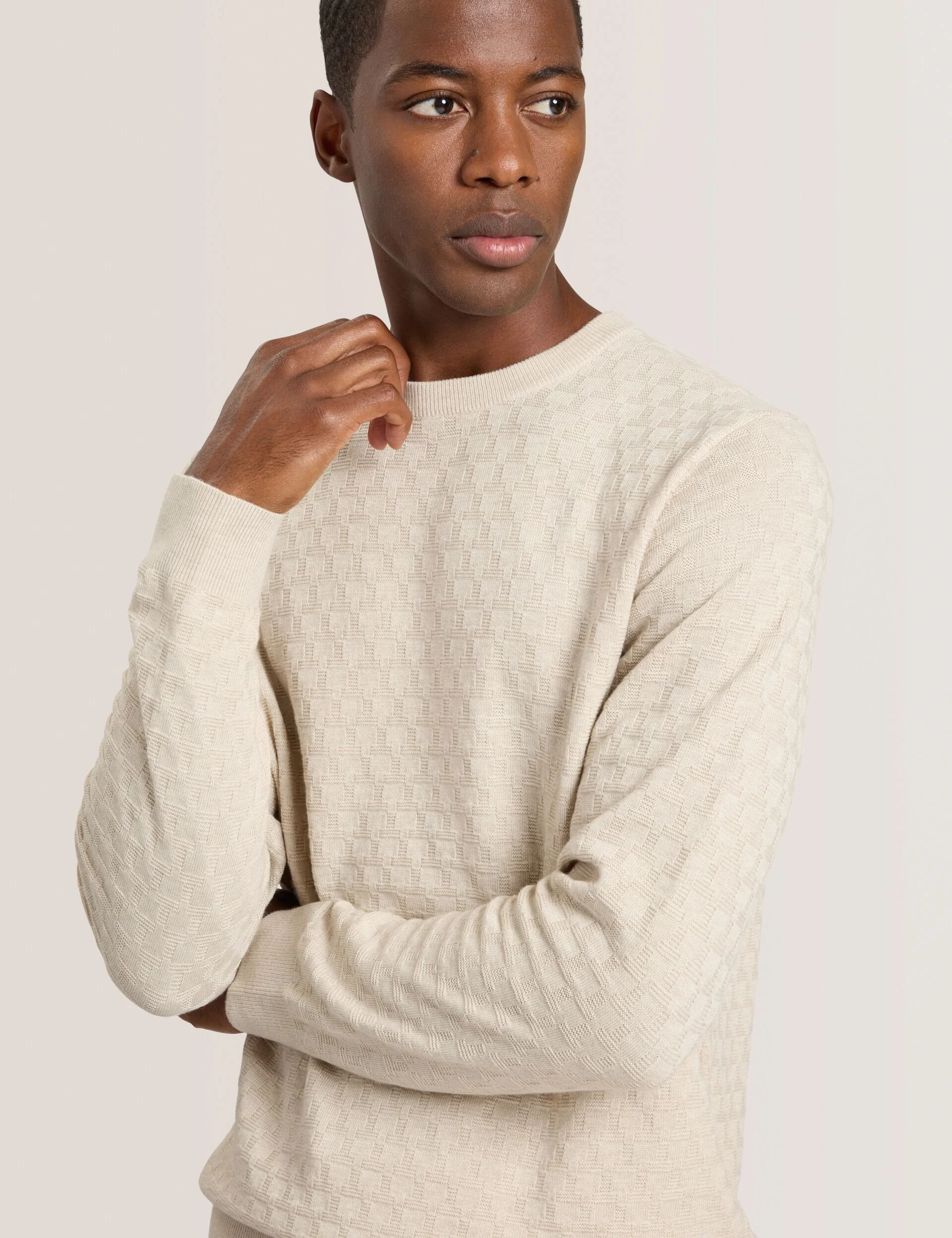 T STITCH LONG SLEEVE CREW NECK SWEATER | WHITE - Image 4