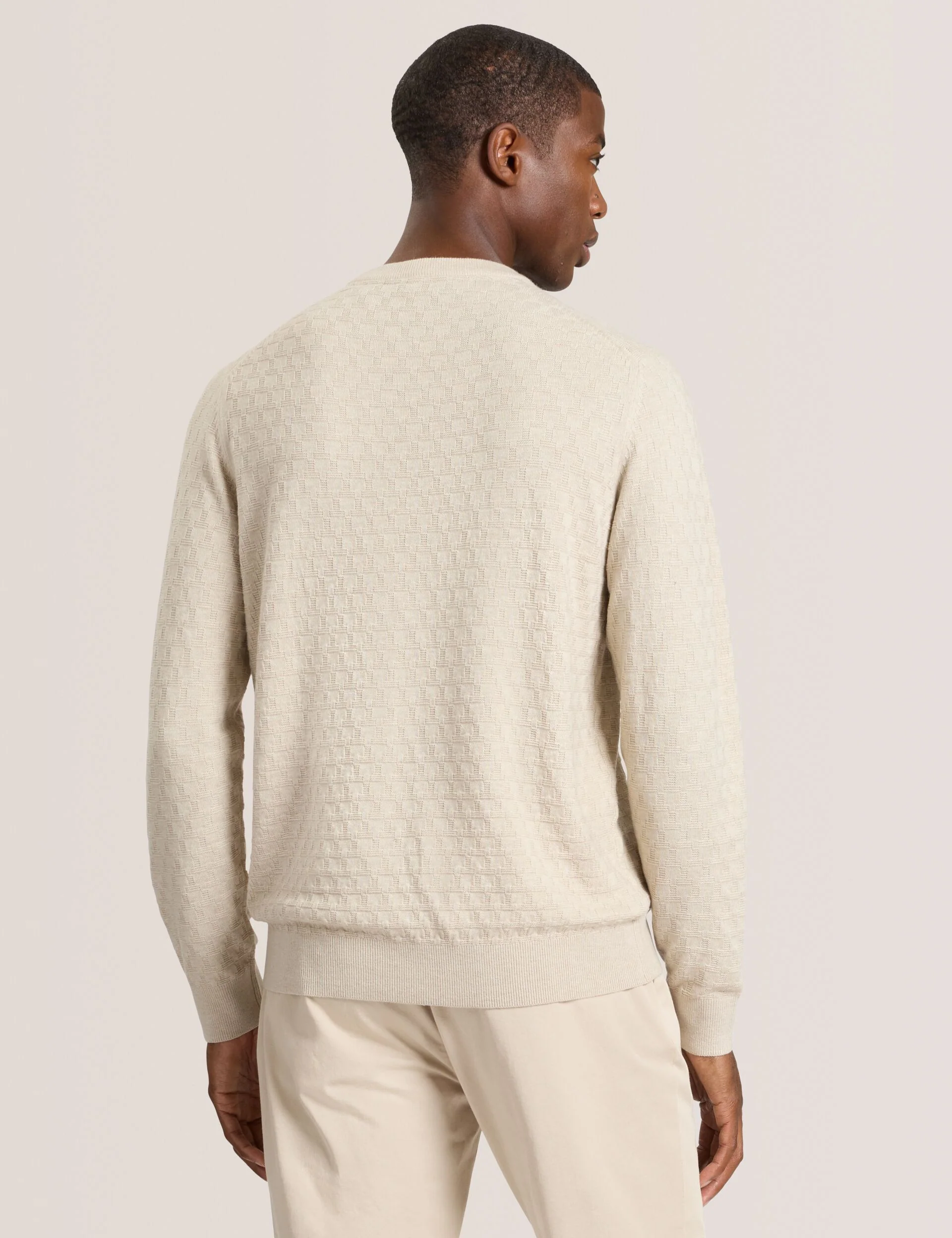 T STITCH LONG SLEEVE CREW NECK SWEATER | WHITE - Image 5