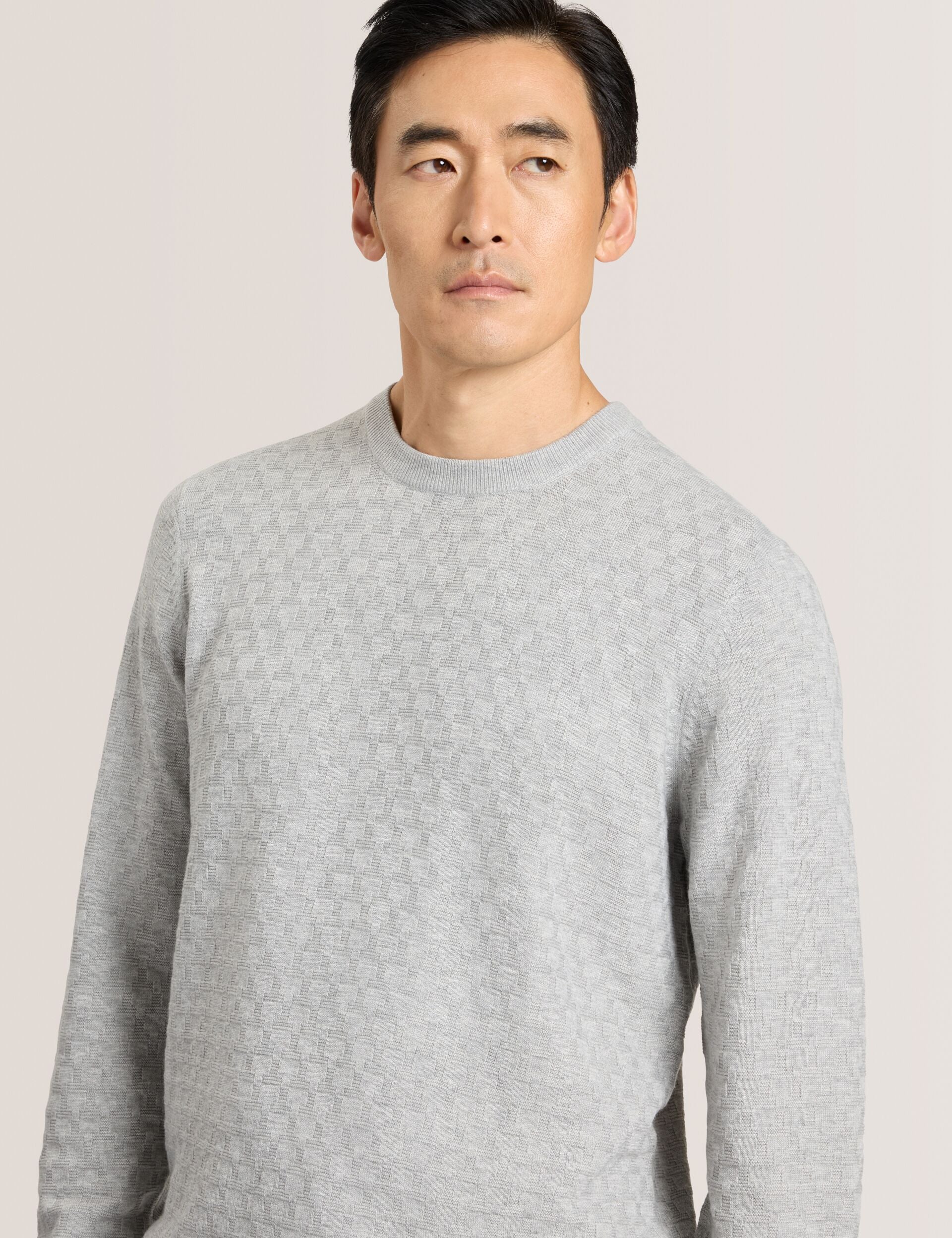 T STITCH LONG SLEEVE CREW NECK SWEATER | GREY - Image 4