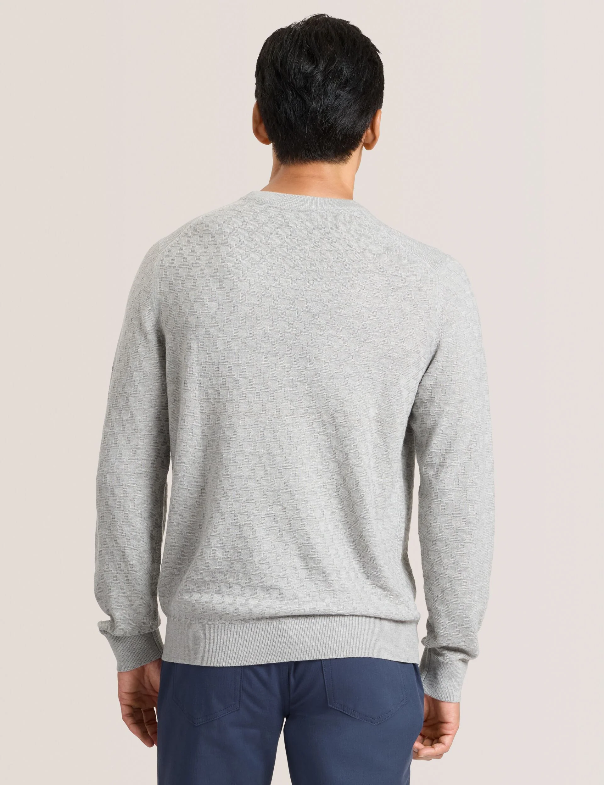 T STITCH LONG SLEEVE CREW NECK SWEATER | GREY - Image 5