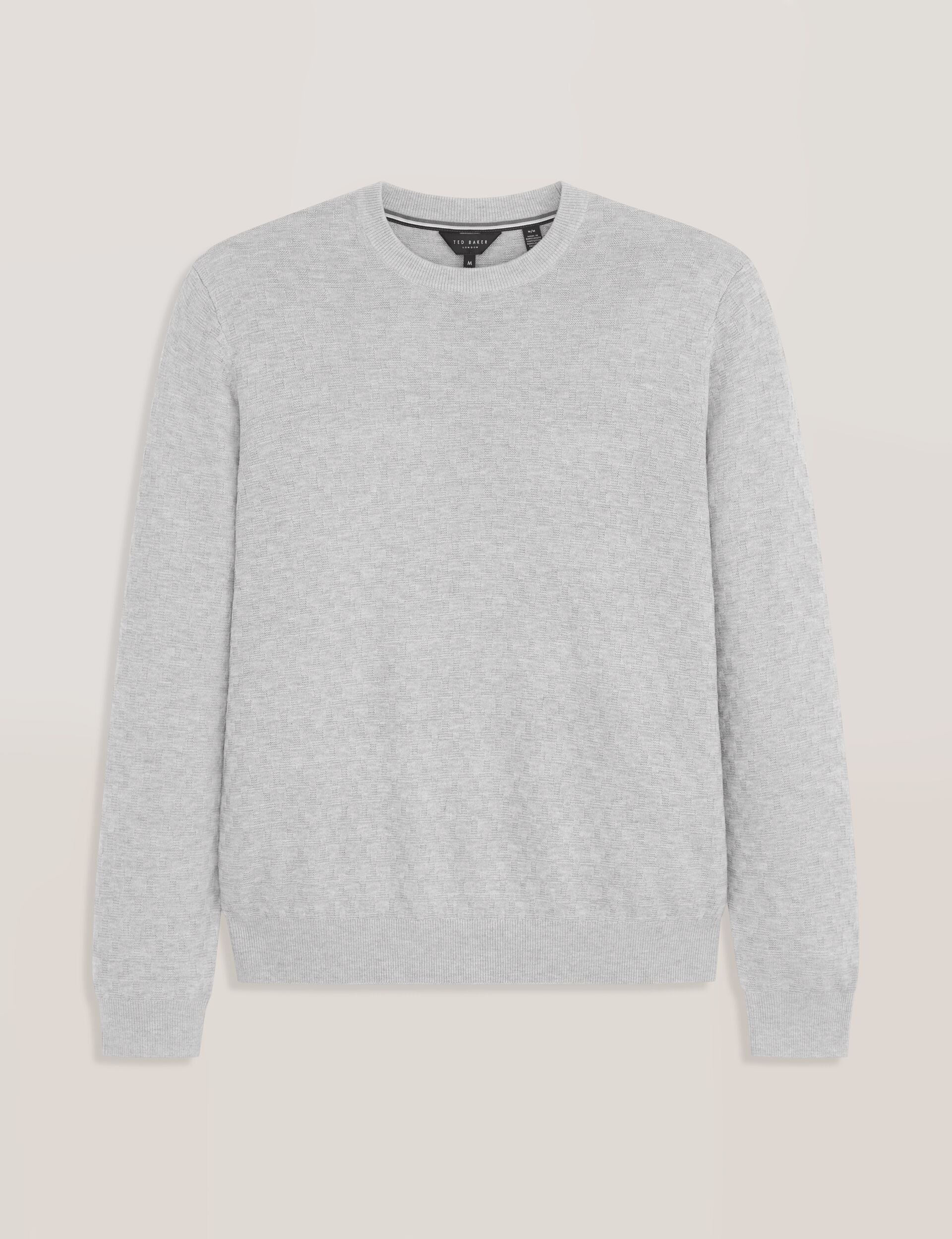 T STITCH LONG SLEEVE CREW NECK SWEATER | GREY - Image 6
