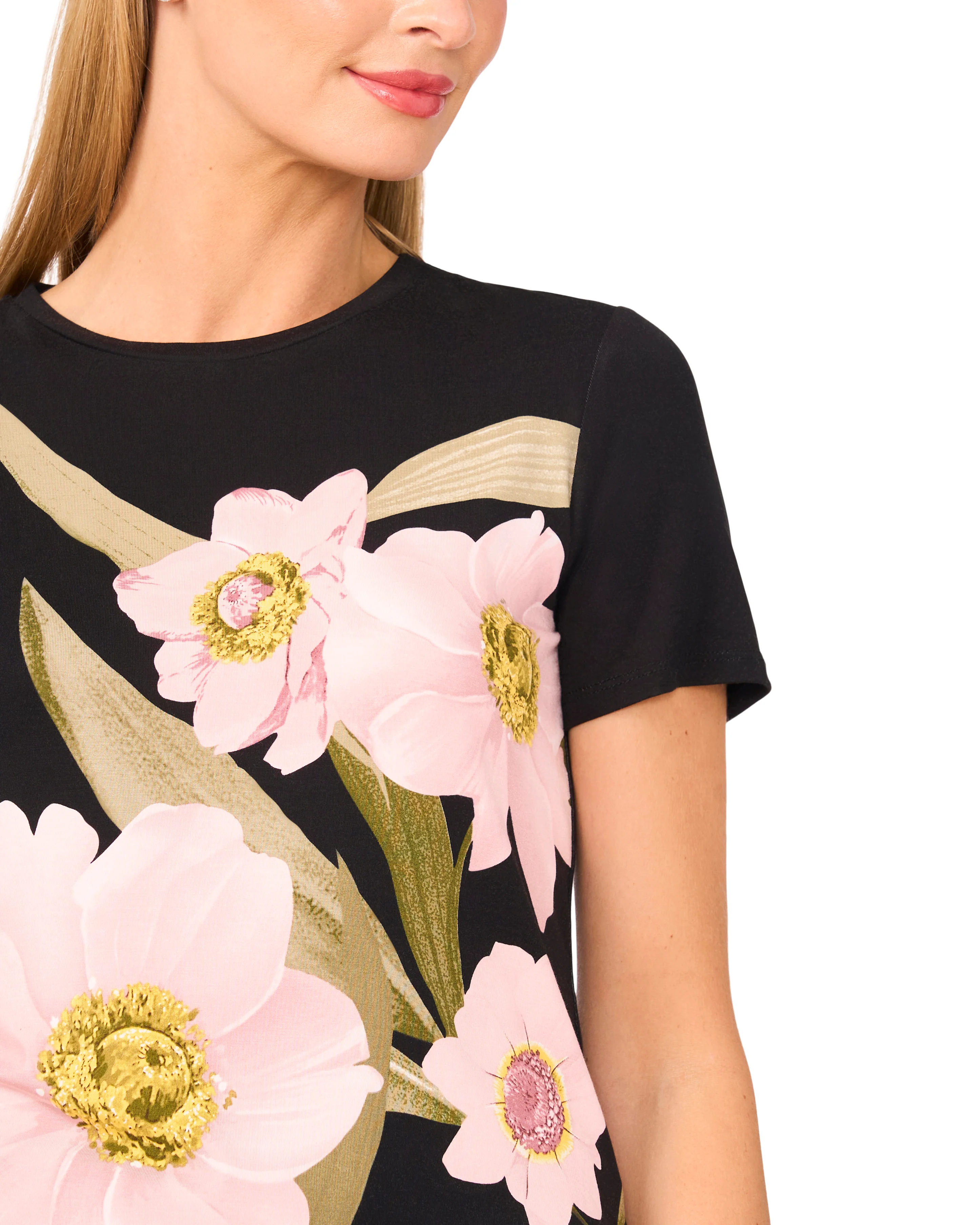 ALLOVER HIBISCUS FLORAL T-SHIRT | BLACK - Image 3