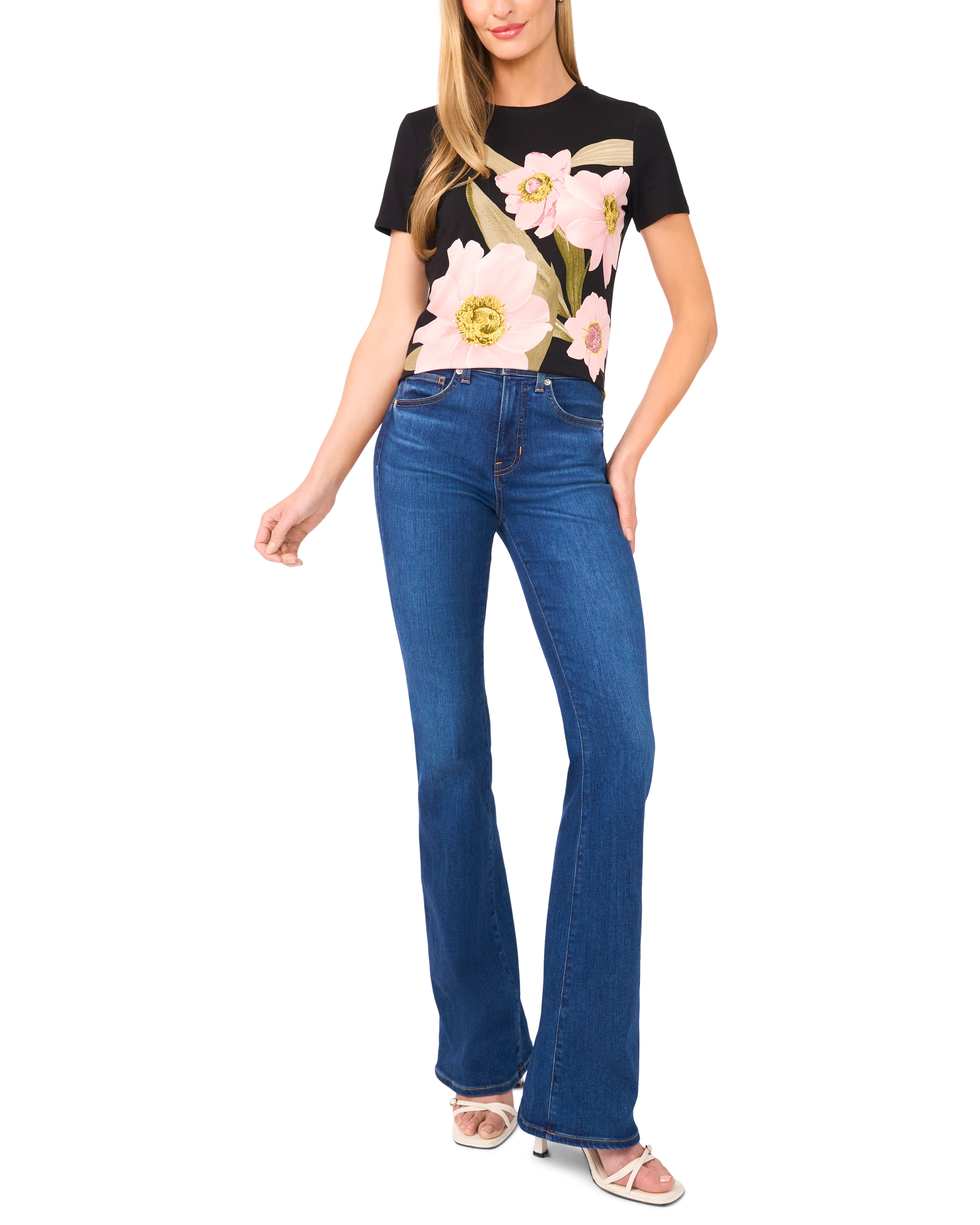 ALLOVER HIBISCUS FLORAL T-SHIRT | BLACK - Image 5