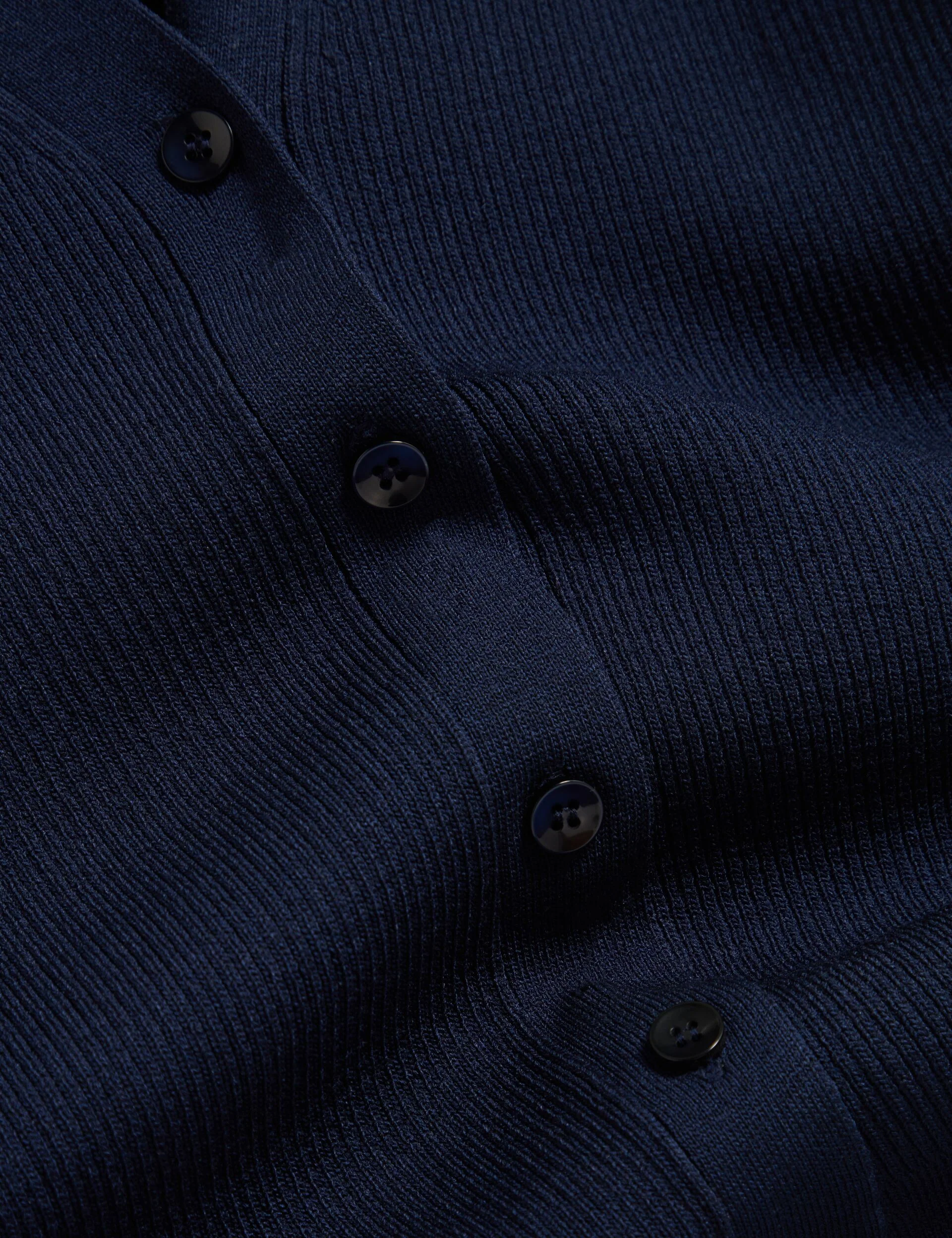 V-NECK CARDIGAN WITH RIB | NAVY - Image 3