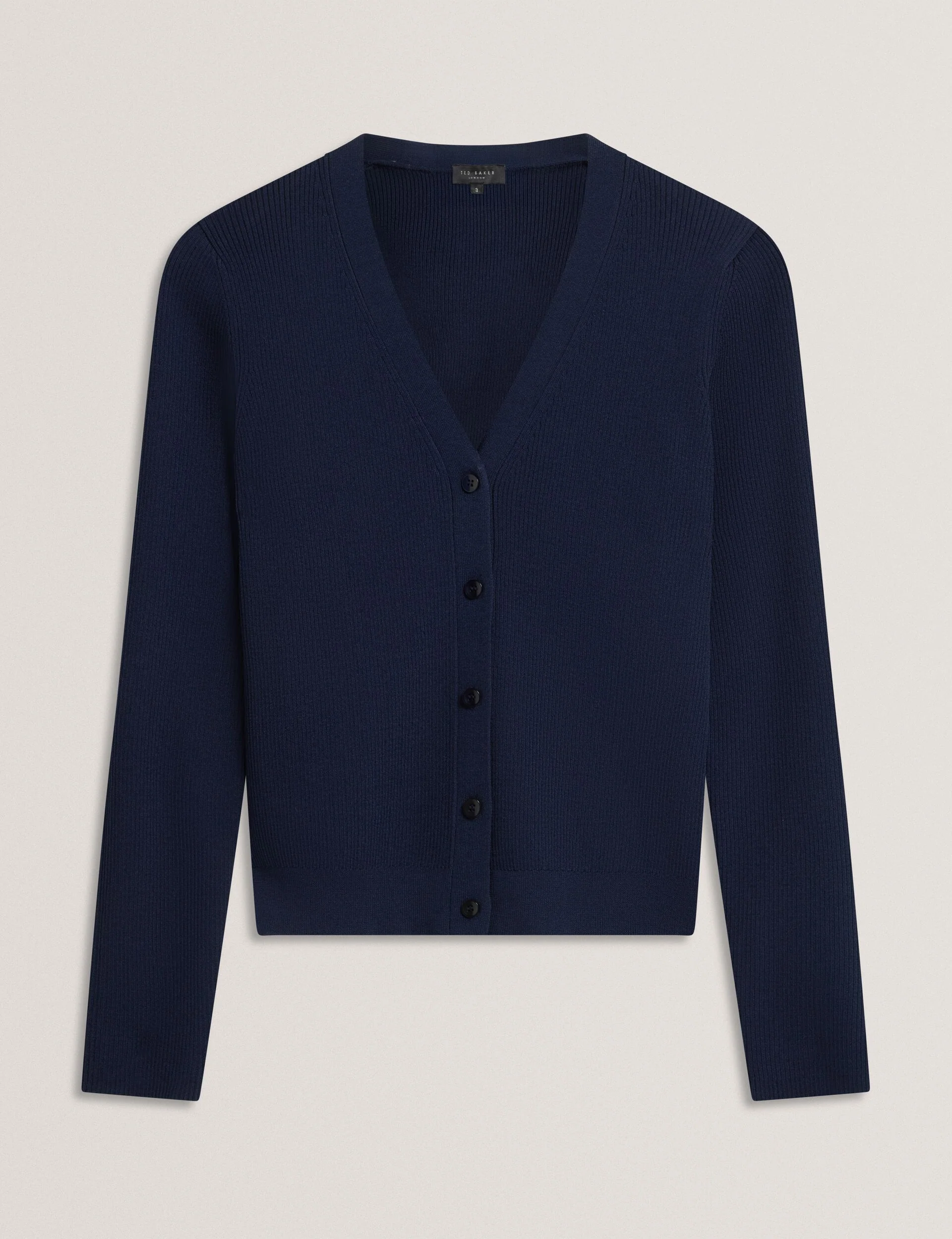 V-NECK CARDIGAN WITH RIB | NAVY - Image 8