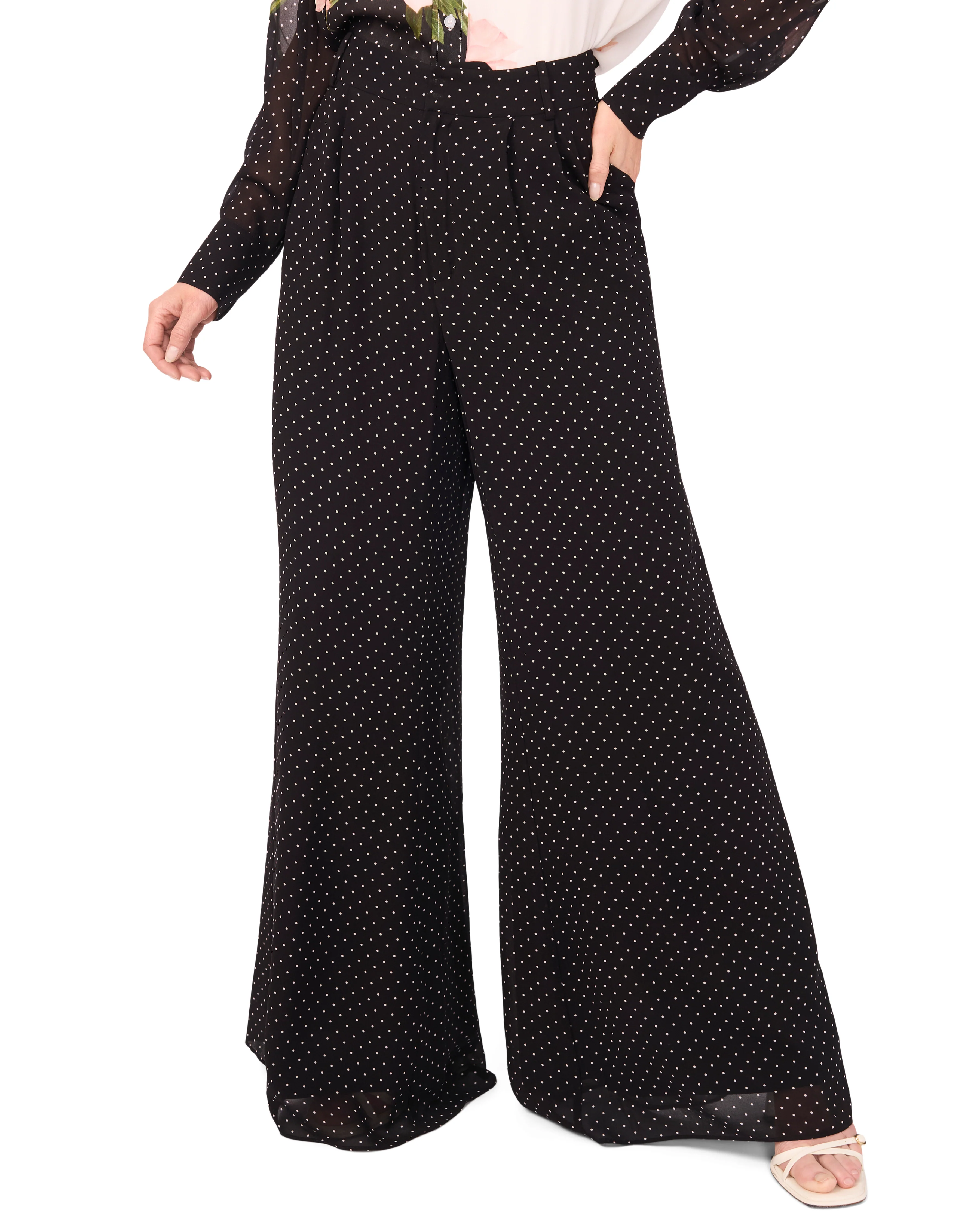WIDE LEG TUCK PANT | BLACK - Image 2